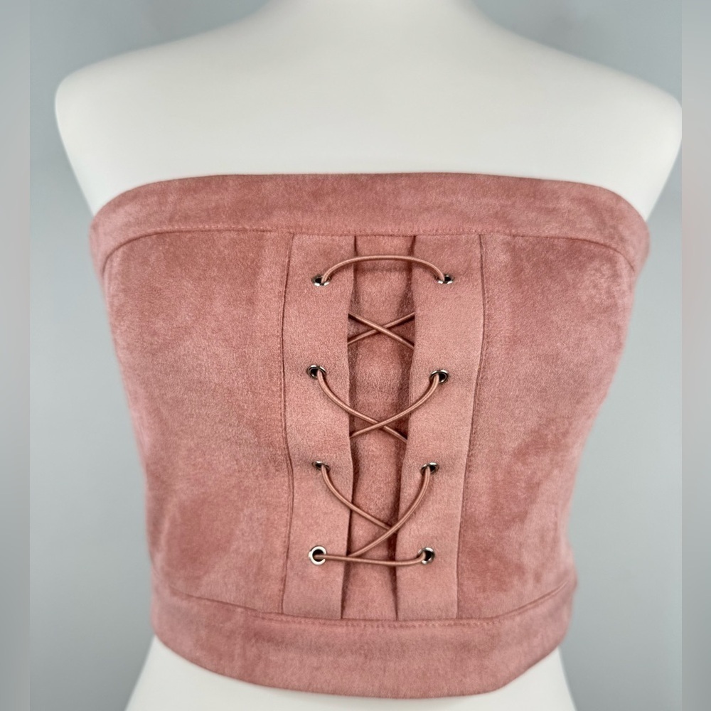 Runaway The Label B x Runaway Faux Suede Corset Top Dusty Rose Pink Size Medium